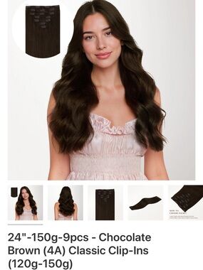 Classic Clip-In Hair Extensions - Chocolate Brown (4A)